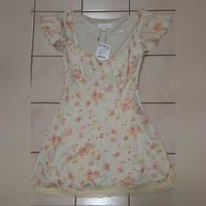 Zara Floral Lace-Hem Mini Dress – Size S – NWT